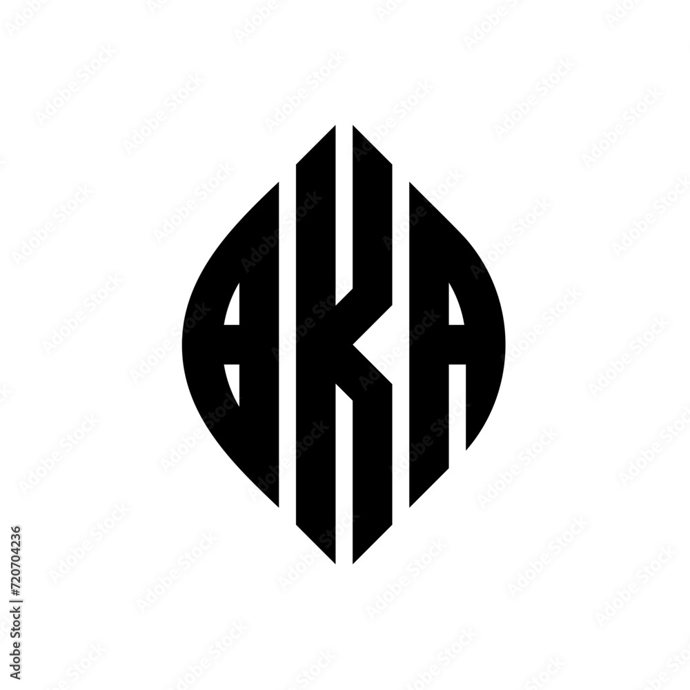 BKA circle letter logo design with circle and ellipse shape. BKA ellipse letters with typographic style. The three initials form a circle logo. BKA Circle Emblem Abstract Monogram Letter Mark Vector. BKA circle letter logo design with circle and ellipse shape. BKA ellipse letters with typographic style. The three initials form a circle logo. BKA Circle Emblem Abstract Monogram Letter Mark Vector.