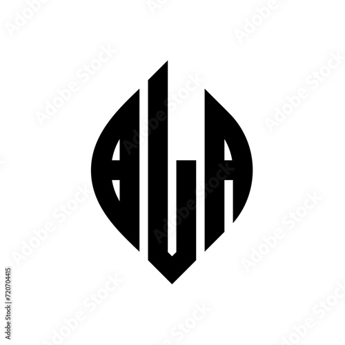 BLA circle letter logo design with circle and ellipse shape. BLA ellipse letters with typographic style. The three initials form a circle logo. BLA Circle Emblem Abstract Monogram Letter Mark Vector.
