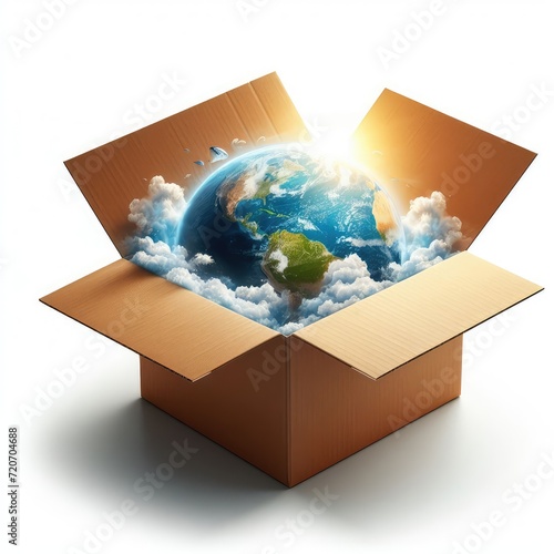 Open cardboard box isolated on white background