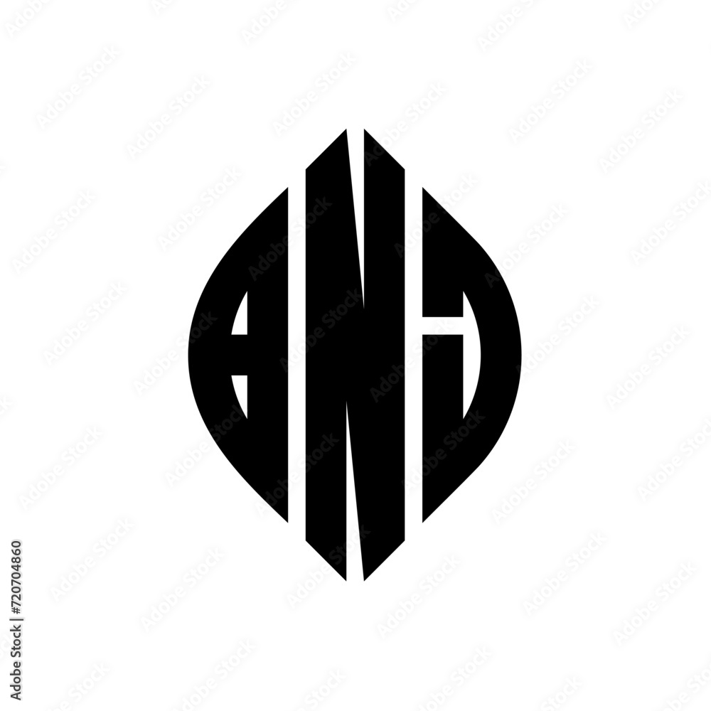 BNJ circle letter logo design with circle and ellipse shape. BNJ ellipse letters with typographic style. The three initials form a circle logo. BNJ Circle Emblem Abstract Monogram Letter Mark Vector. BNJ circle letter logo design with circle and ellipse shape. BNJ ellipse letters with typographic style. The three initials form a circle logo. BNJ Circle Emblem Abstract Monogram Letter Mark Vector.