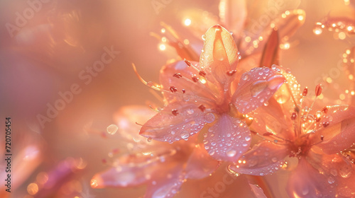 Crystal blooms with warm tones delicately captured in soft focus, creating a sense of warmth and tranquility
