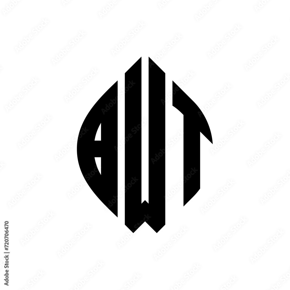 BWT circle letter logo design with circle and ellipse shape. BWT ellipse letters with typographic style. The three initials form a circle logo. BWT Circle Emblem Abstract Monogram Letter Mark Vector. BWT circle letter logo design with circle and ellipse shape. BWT ellipse letters with typographic style. The three initials form a circle logo. BWT Circle Emblem Abstract Monogram Letter Mark Vector.