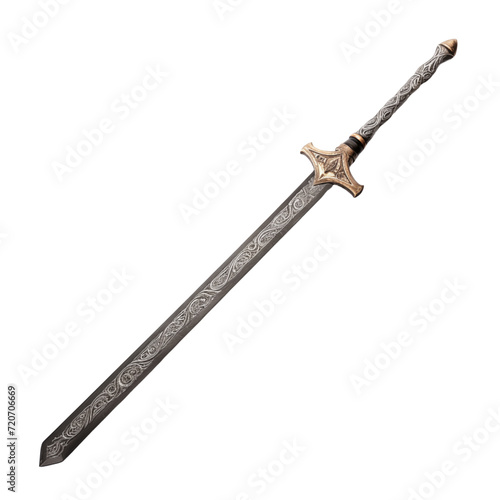 sword isolated on transparent and white Background. Generative ai