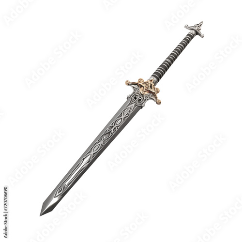 sword isolated on transparent and white Background. Generative ai