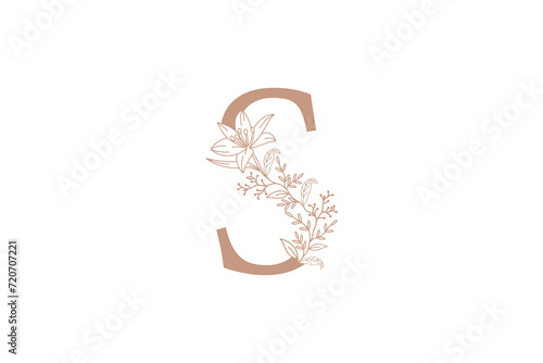 flower and botanicals logo design with letter s logo concept