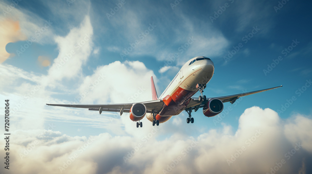 Fototapeta premium airplane flying over the clouds