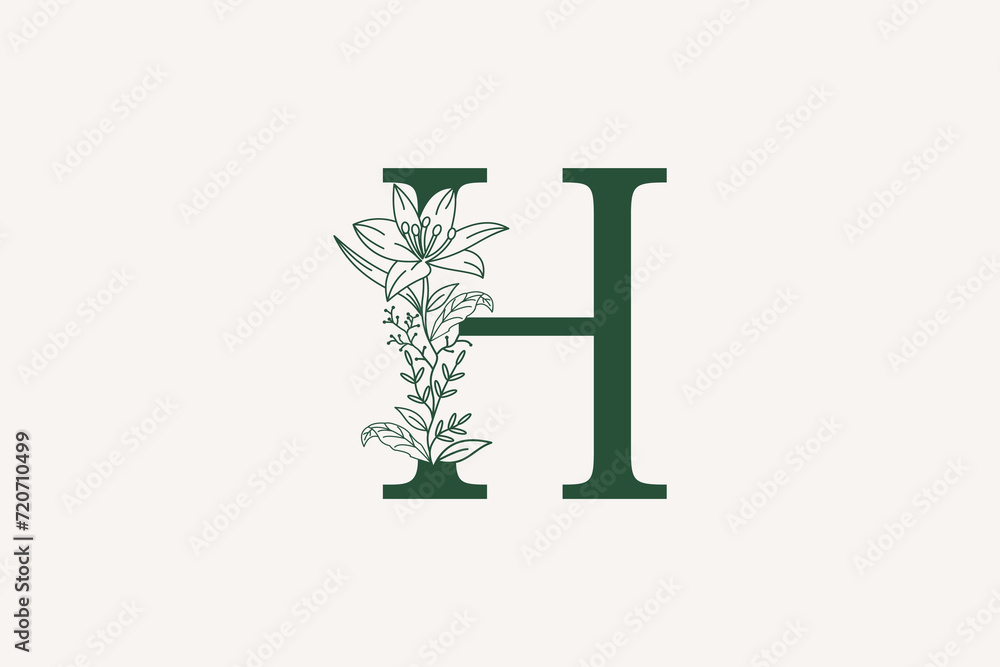 flower and botanicals logo design with letter h logo concept flower and botanicals logo design with letter h logo concept
