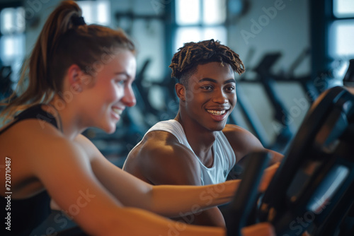 Paar im Fitnessstudio photo