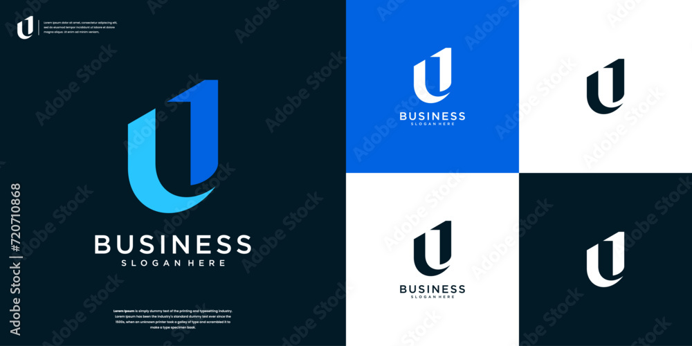 Minimalist letter U logo design template - obrazy, fototapety, plakaty 