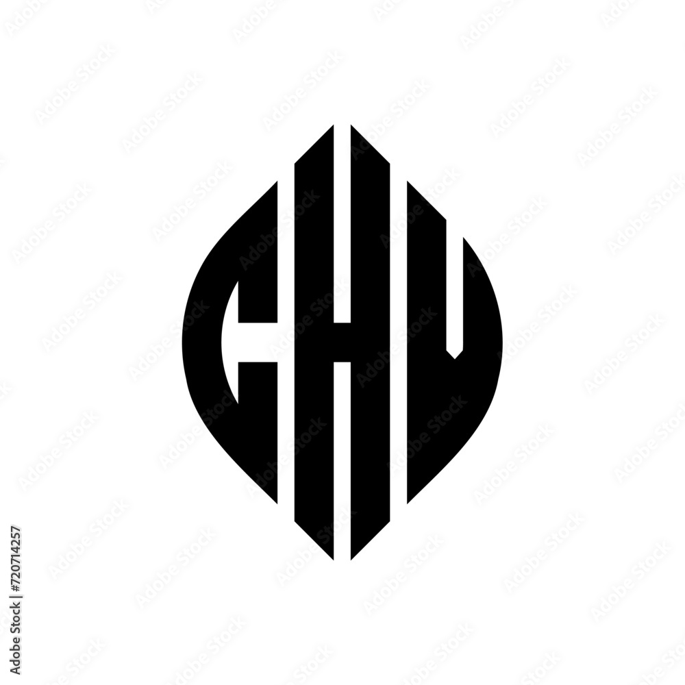 CHV circle letter logo design with circle and ellipse shape. CHV ellipse letters with typographic style. The three initials form a circle logo. CHV Circle Emblem Abstract Monogram Letter Mark Vector. CHV circle letter logo design with circle and ellipse shape. CHV ellipse letters with typographic style. The three initials form a circle logo. CHV Circle Emblem Abstract Monogram Letter Mark Vector.