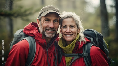 Middle age couple hiking