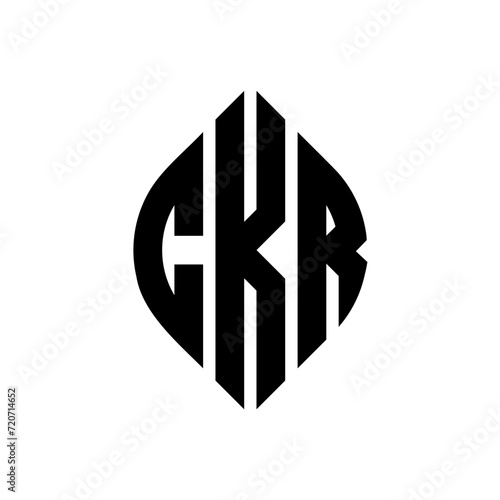 CKR circle letter logo design with circle and ellipse shape. CKR ellipse letters with typographic style. The three initials form a circle logo. CKR Circle Emblem Abstract Monogram Letter Mark Vector.