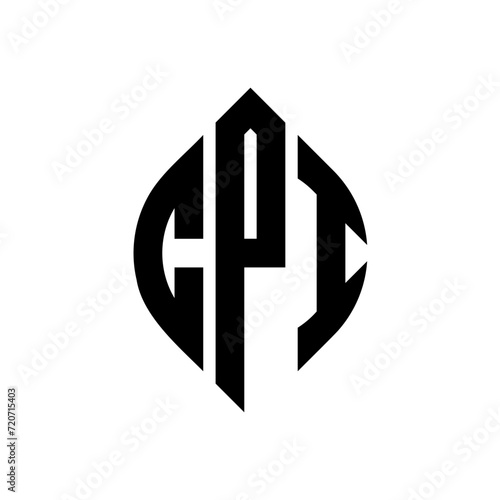 CPI circle letter logo design with circle and ellipse shape. CPI ellipse letters with typographic style. The three initials form a circle logo. CPI Circle Emblem Abstract Monogram Letter Mark Vector.