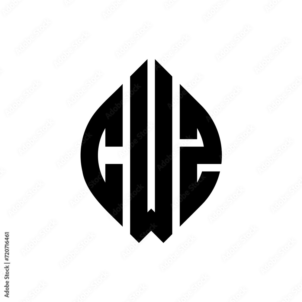 CWZ circle letter logo design with circle and ellipse shape. CWZ ellipse letters with typographic style. The three initials form a circle logo. CWZ Circle Emblem Abstract Monogram Letter Mark Vector. CWZ circle letter logo design with circle and ellipse shape. CWZ ellipse letters with typographic style. The three initials form a circle logo. CWZ Circle Emblem Abstract Monogram Letter Mark Vector.