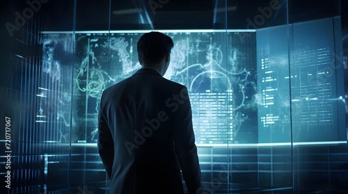 businessman using a tablet to analyze large data sets in a time-sensitive scenario © wizXart