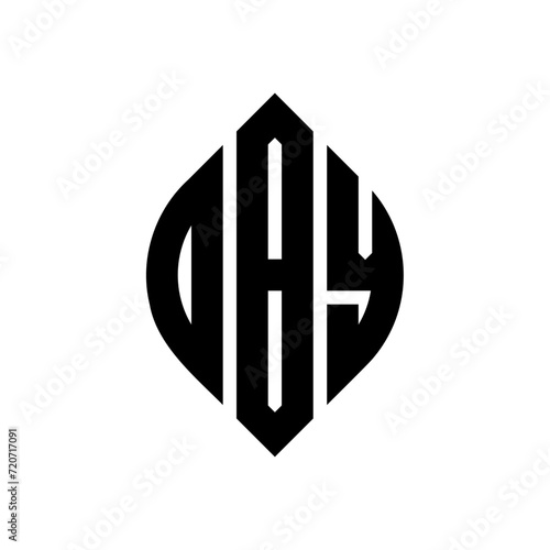 DBY circle letter logo design with circle and ellipse shape. DBY ellipse letters with typographic style. The three initials form a circle logo. DBY circle emblem abstract monogram letter mark vector. photo