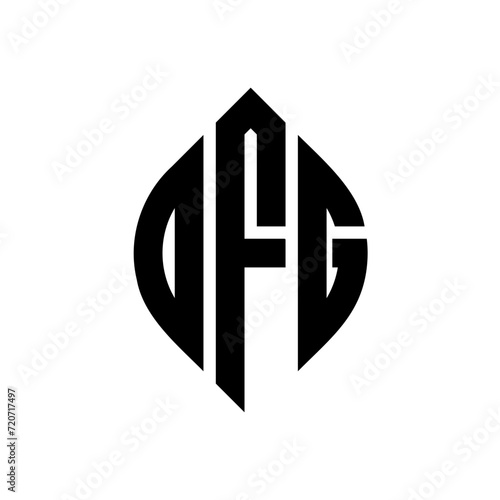 DFG circle letter logo design with circle and ellipse shape. DFG ellipse letters with typographic style. The three initials form a circle logo. DFG circle emblem abstract monogram letter mark vector. photo