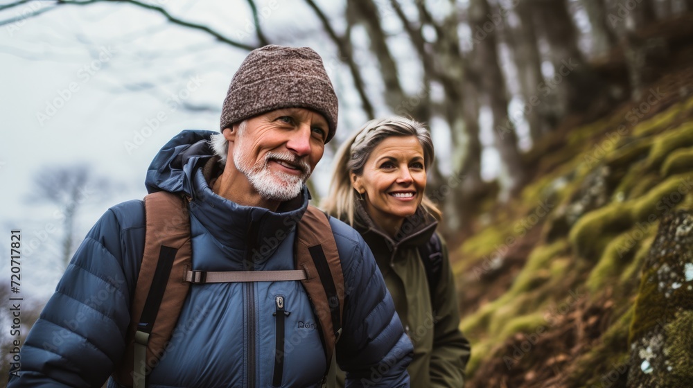 Middle age couple hiking