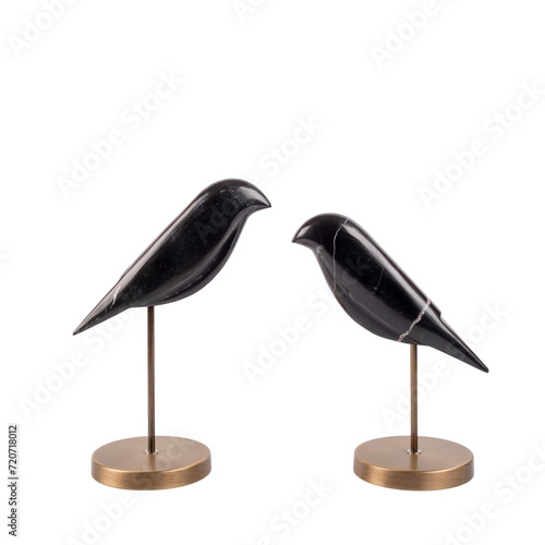 luxury marble bird figures decorative object isolated on white