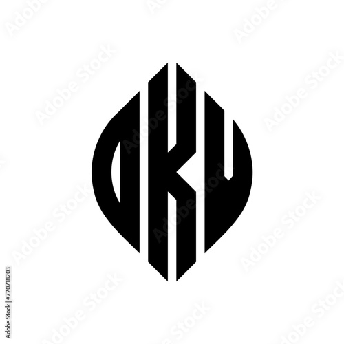 DKV circle letter logo design with circle and ellipse shape. DKV ellipse letters with typographic style. The three initials form a circle logo. DKV circle emblem abstract monogram letter mark vector. photo