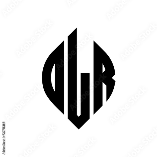 DLR circle letter logo design with circle and ellipse shape. DLR ellipse letters with typographic style. The three initials form a circle logo. DLR circle emblem abstract monogram letter mark vector.