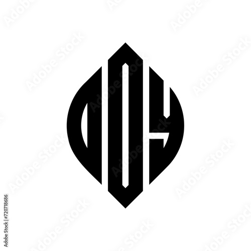 DOY circle letter logo design with circle and ellipse shape. DOY ellipse letters with typographic style. The three initials form a circle logo. DOY circle emblem abstract monogram letter mark vector.