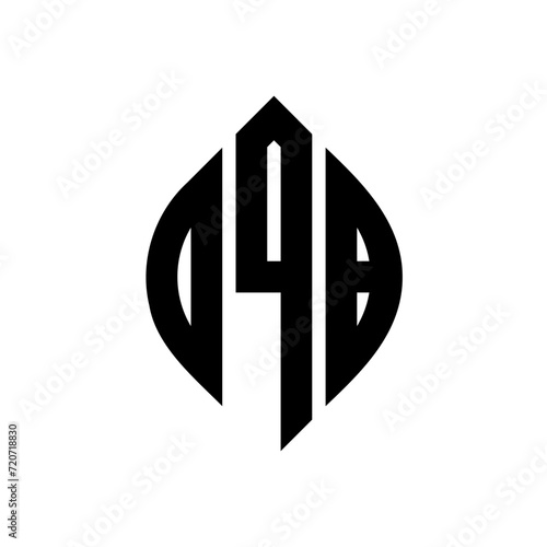 DQB circle letter logo design with circle and ellipse shape. DQB ellipse letters with typographic style. The three initials form a circle logo. DQB circle emblem abstract monogram letter mark vector.