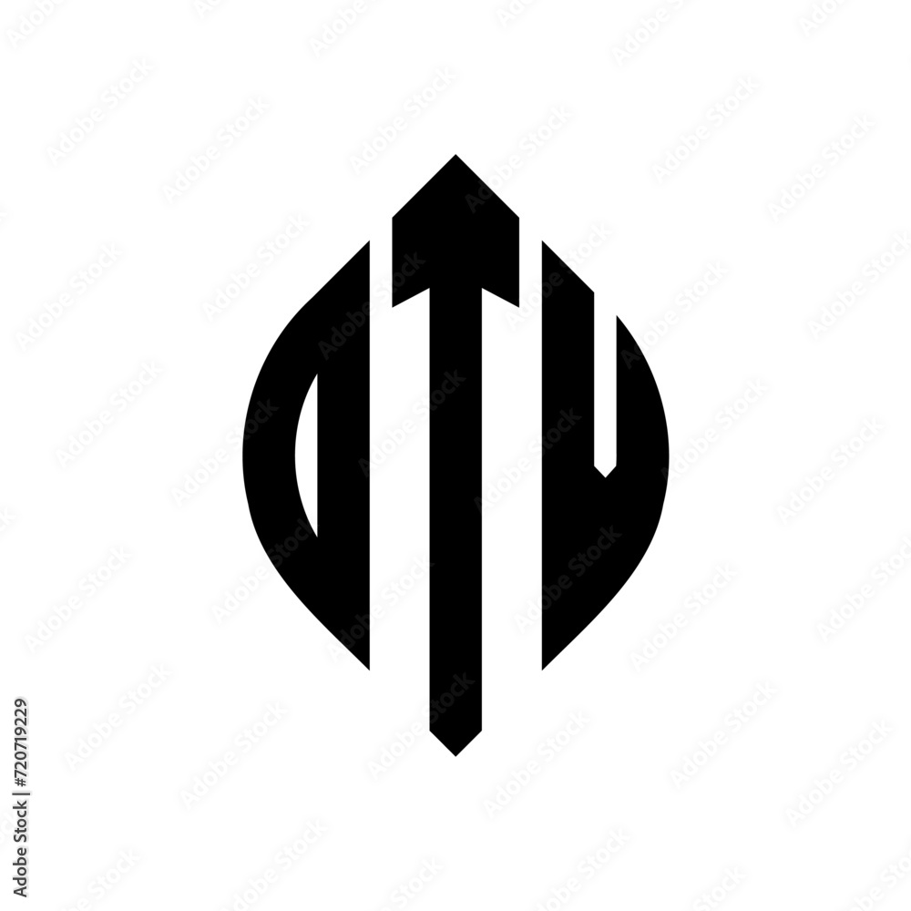 DTV circle letter logo design with circle and ellipse shape. DTV ellipse letters with typographic style. The three initials form a circle logo. DTV circle emblem abstract monogram letter mark vector. DTV circle letter logo design with circle and ellipse shape. DTV ellipse letters with typographic style. The three initials form a circle logo. DTV circle emblem abstract monogram letter mark vector.
