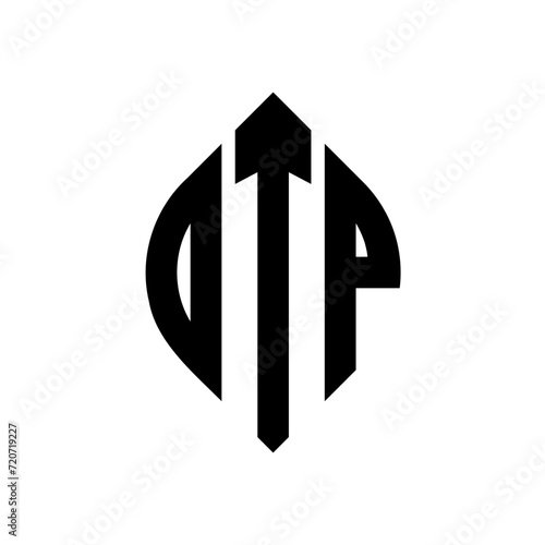 DTP circle letter logo design with circle and ellipse shape. DTP ellipse letters with typographic style. The three initials form a circle logo. DTP circle emblem abstract monogram letter mark vector.
