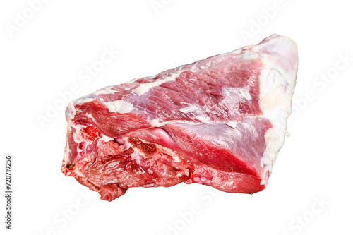 Whole raw leg of lamb. Fresh organic meat. Isolated, Transparent background. 