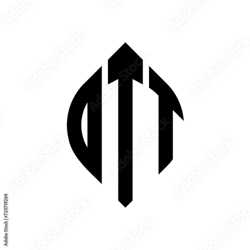 DTT circle letter logo design with circle and ellipse shape. DTT ellipse letters with typographic style. The three initials form a circle logo. DTT circle emblem abstract monogram letter mark vector. photo