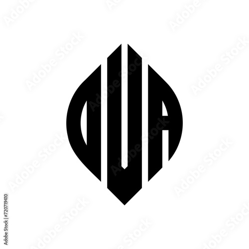 DVA circle letter logo design with circle and ellipse shape. DVA ellipse letters with typographic style. The three initials form a circle logo. DVA circle emblem abstract monogram letter mark vector.