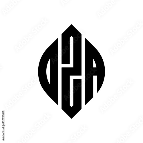 DZA circle letter logo design with circle and ellipse shape. DZA ellipse letters with typographic style. The three initials form a circle logo. DZA circle emblem abstract monogram letter mark vector.