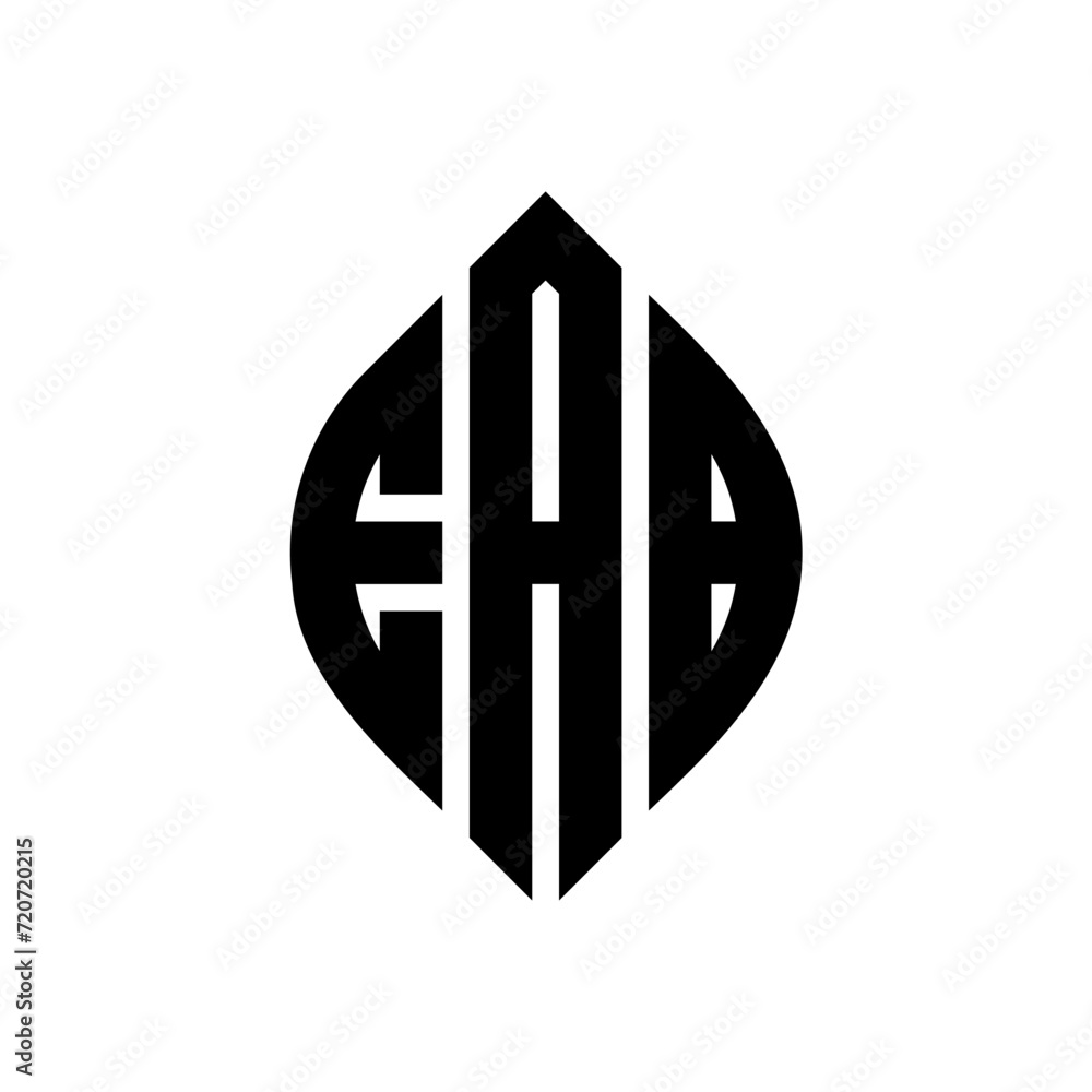 Obraz premium EAB circle letter logo design with circle and ellipse shape. EAB ellipse letters with typographic style. The three initials form a circle logo. EAB Circle Emblem Abstract Monogram Letter Mark Vector.