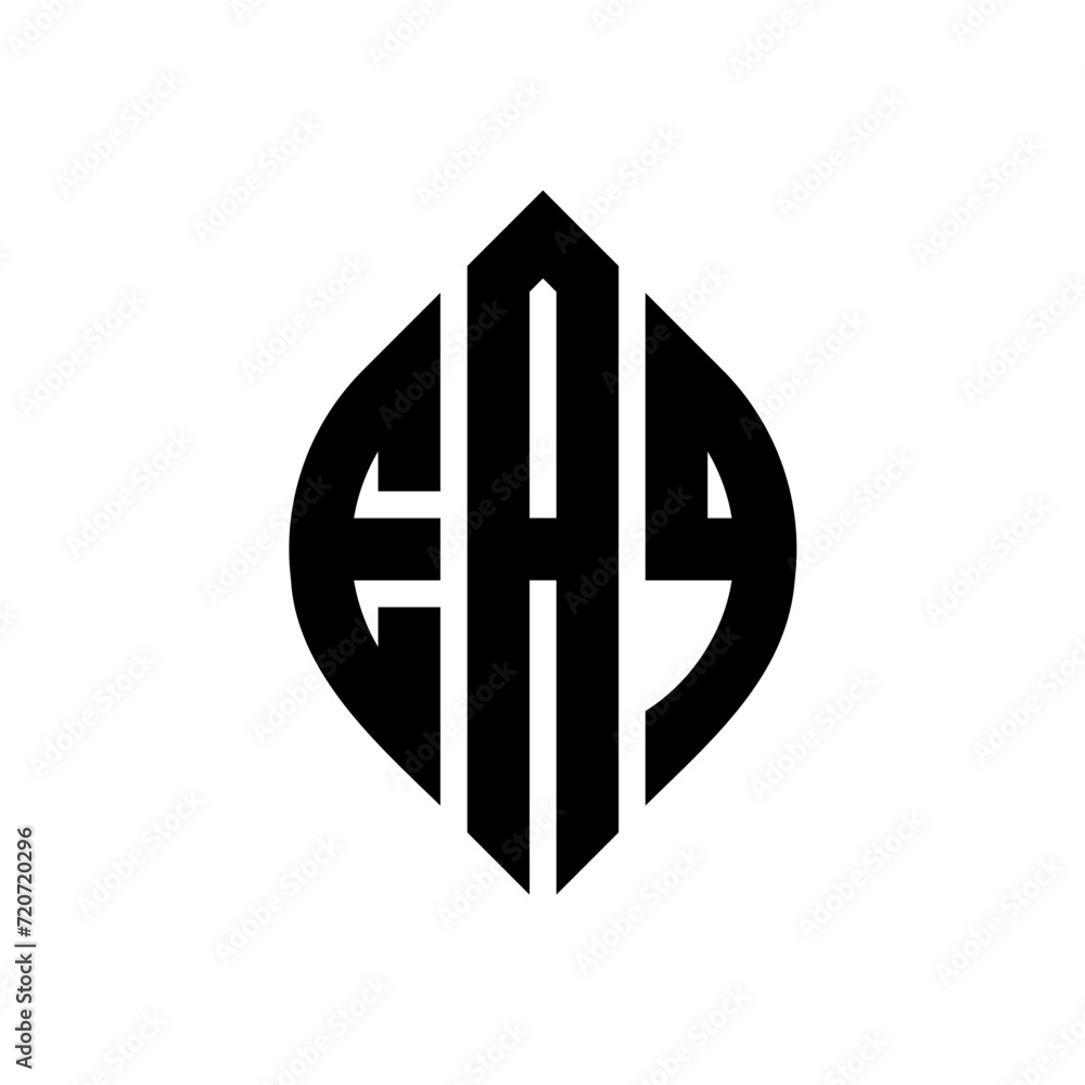 Obraz premium EAQ circle letter logo design with circle and ellipse shape. EAQ ellipse letters with typographic style. The three initials form a circle logo. EAQ Circle Emblem Abstract Monogram Letter Mark Vector.