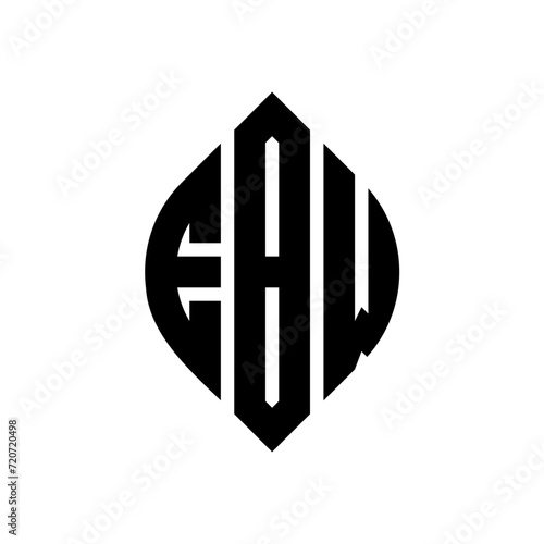 EBW circle letter logo design with circle and ellipse shape. EBW ellipse letters with typographic style. The three initials form a circle logo. EBW Circle Emblem Abstract Monogram Letter Mark Vector. photo