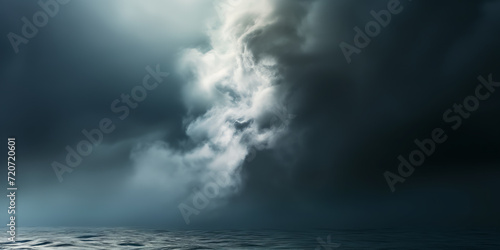 Dark stormy sea with dark dramatic cloud in the sky