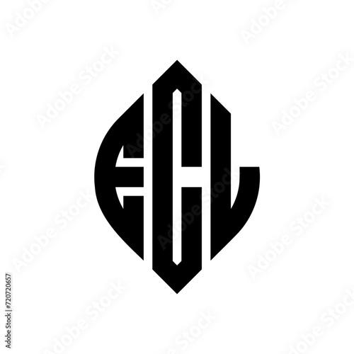 ECL circle letter logo design with circle and ellipse shape. ECL ellipse letters with typographic style. The three initials form a circle logo. ECL Circle Emblem Abstract Monogram Letter Mark Vector.