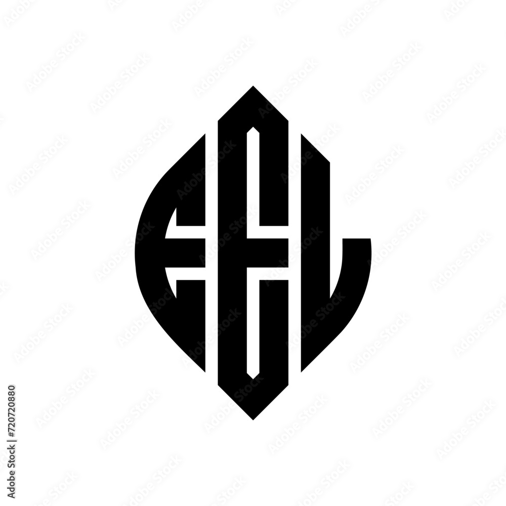 Obraz premium EEL circle letter logo design with circle and ellipse shape. EEL ellipse letters with typographic style. The three initials form a circle logo. EEL Circle Emblem Abstract Monogram Letter Mark Vector.