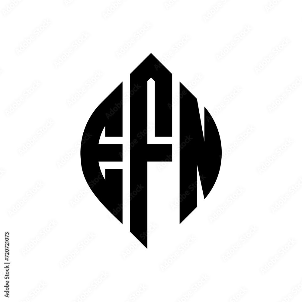 Obraz premium EFN circle letter logo design with circle and ellipse shape. EFN ellipse letters with typographic style. The three initials form a circle logo. EFN Circle Emblem Abstract Monogram Letter Mark Vector.