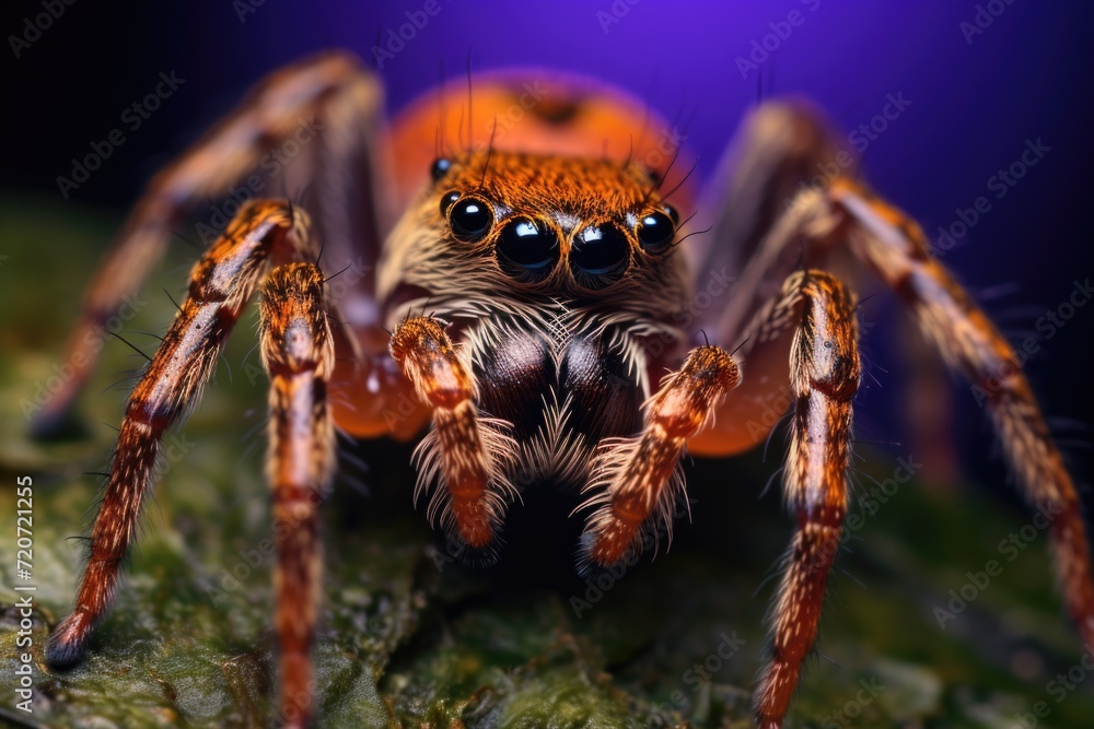 Close-up photo of a spider, zooming in on the fear-inducing features, invoking the essence of arachnophobia Close-up photo of a spider, zooming in on the fear-inducing features, invoking the essence of arachnophobia