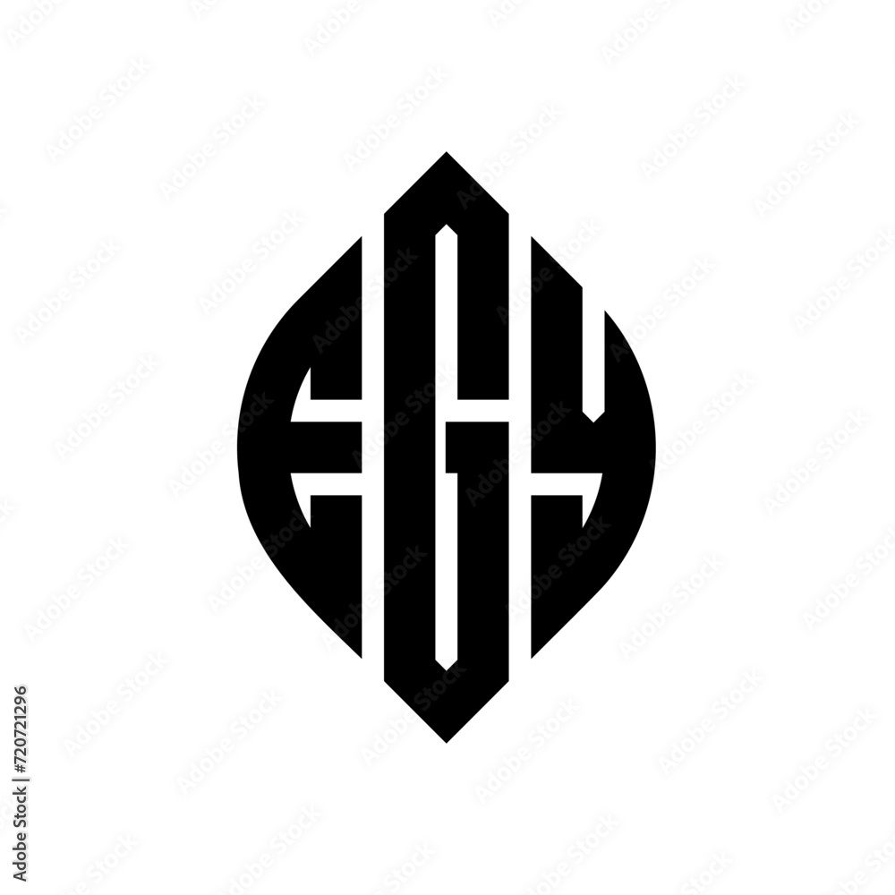 Obraz premium EGY circle letter logo design with circle and ellipse shape. EGY ellipse letters with typographic style. The three initials form a circle logo. EGY Circle Emblem Abstract Monogram Letter Mark Vector.