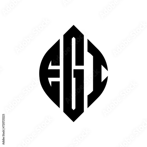 EGI circle letter logo design with circle and ellipse shape. EGI ellipse letters with typographic style. The three initials form a circle logo. EGI Circle Emblem Abstract Monogram Letter Mark Vector.