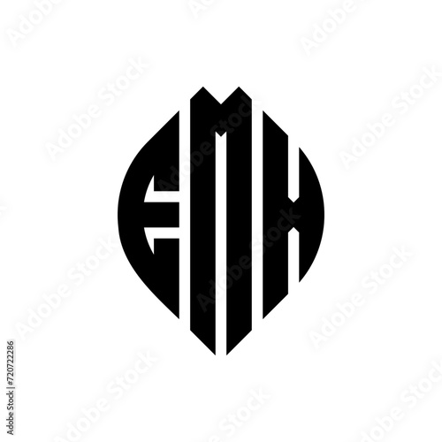 EMX circle letter logo design with circle and ellipse shape. EMX ellipse letters with typographic style. The three initials form a circle logo. EMX Circle Emblem Abstract Monogram Letter Mark Vector. photo