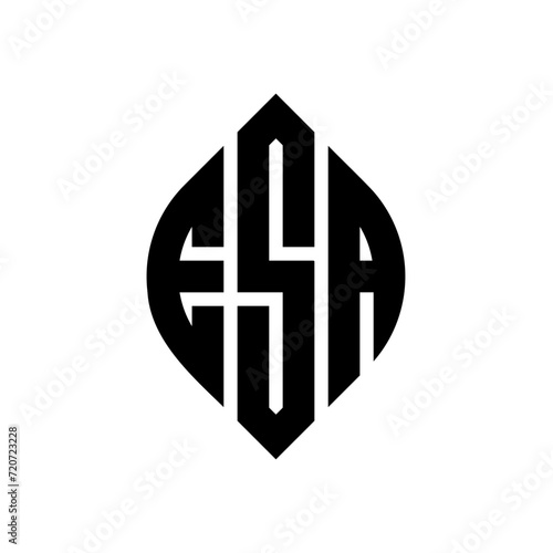 ESA circle letter logo design with circle and ellipse shape. ESA ellipse letters with typographic style. The three initials form a circle logo. ESA Circle Emblem Abstract Monogram Letter Mark Vector.