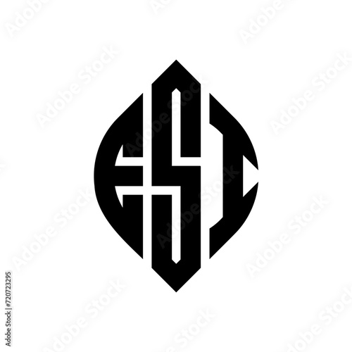 ESI circle letter logo design with circle and ellipse shape. ESI ellipse letters with typographic style. The three initials form a circle logo. ESI Circle Emblem Abstract Monogram Letter Mark Vector.