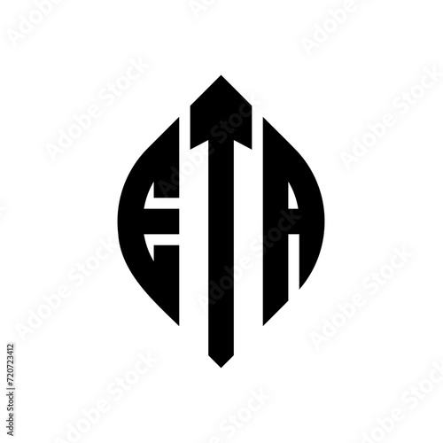 ETA circle letter logo design with circle and ellipse shape. ETA ellipse letters with typographic style. The three initials form a circle logo. ETA Circle Emblem Abstract Monogram Letter Mark Vector.