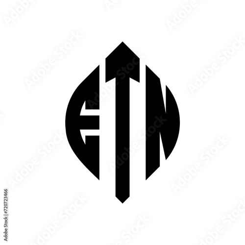 ETN circle letter logo design with circle and ellipse shape. ETN ellipse letters with typographic style. The three initials form a circle logo. ETN Circle Emblem Abstract Monogram Letter Mark Vector. photo