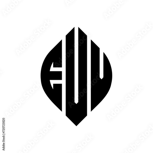 EVV circle letter logo design with circle and ellipse shape. EVV ellipse letters with typographic style. The three initials form a circle logo. EVV Circle Emblem Abstract Monogram Letter Mark Vector. photo