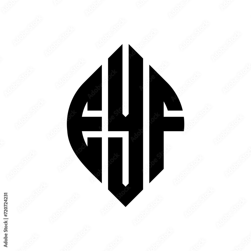 Obraz premium EYF circle letter logo design with circle and ellipse shape. EYF ellipse letters with typographic style. The three initials form a circle logo. EYF Circle Emblem Abstract Monogram Letter Mark Vector.